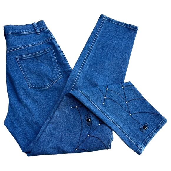 SOLD The Quacker Factory Spider-web Halloween Spooky Jeans Sz 6 - Picture 2 of 7